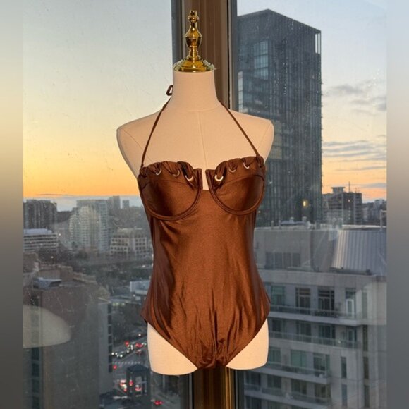 🆕 ZIMMERMANN 🧿 NWOT Devi Balconette Eyelet 1PC Bathing Suit, Sz 3AB US 8 - 10 - Picture 3 of 16